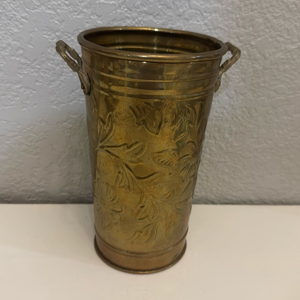 Vintage Hosley Brass 8 inch tall Flower vase holder made in USA